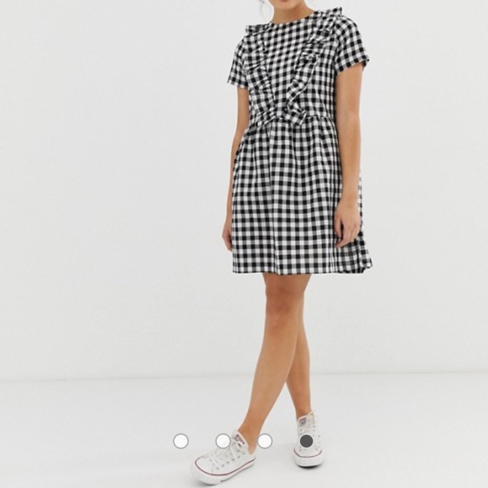 ASOS smock dress with ruffles in gingham